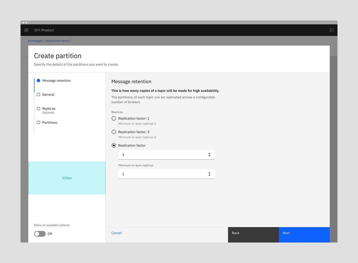 Alternative left panel width of 320px